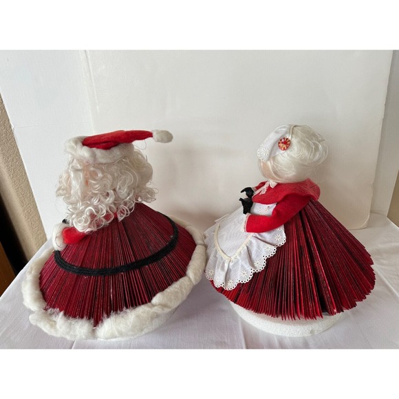 Vintage Santa Mrs Claus Figures Handmade Folded Magazine 13" Large Table Decor - Picture 12 of 13